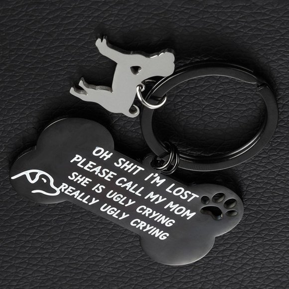 Im Lost dog charm Lettering Bone Dog Shape Keychain - Picture 3 of 6